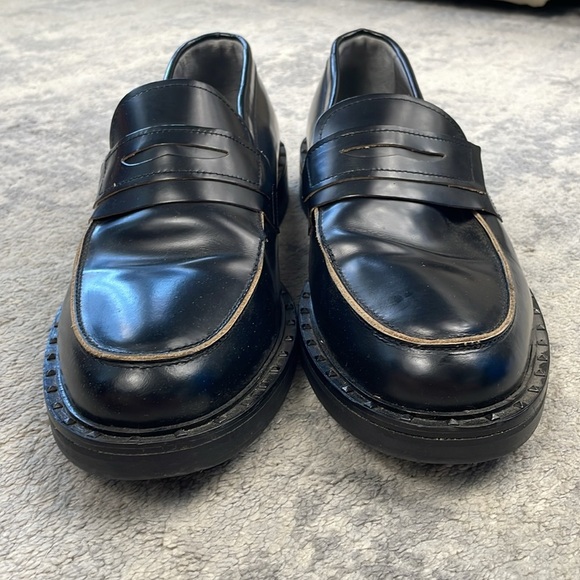 All Saints Dalias Leather Penny Loafers Studded Black Business Wedding Men Sz 13 - Picture 5 of 16